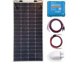 Bluetooth Set Flexibel Zonnepaneel 200Wp Caravan, Camper, Boot, Tent - MPPT Victron Energy laadregelaar 75/15 - Zonnepaneel Compleet Pakket - Kabel met connectoren - Plug-Play set schematische tekening en handleiding-Monokristallijn
