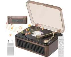 Retro CD-speler met Bluetooth-luidspreker-FM-radio en AUX-ingang- geschikt voor telefoon-laptop- tablet-tv en computer