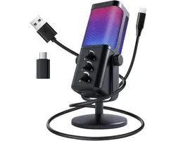 USB Microfoon - PC Microfoon Gaming Microfoon - Streaming en Opnames - Cardioïde Polair Patroon - 192 kHz/24-bit - Zwart