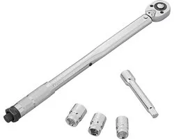 ProPlus Momentsleutel - Draaimomentsleutel - Dynamometrische Sleutel - Ratelmechanisme - Meetbereik 40-210 Nm - Instelbaar - met Doppen 17mm, 19mm en 21mm - Inclusief 10 cm Verlengstuk - TüV/GS-gekeurd - Zilver