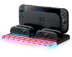 Supcase Joy‑Con Laad & Organizer Dock geschikt voor Nintendo Switch 2 – Max 4 Joy Con - 9 Game Card Slots - Ambient LED & Heat Dissipatie