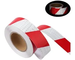 Self Adhesive Reflective Tape Red/White - Waterproof Safety Tape for Vehicles, Motorcycles and Bicycles - 2 in x 10m - ShopVlot