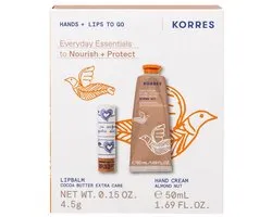 Korres Hydraterende Handcrème Almond Nut 50 ml + Korres Gekleurde Lippenbalsem Cacaoboter 4,5 g