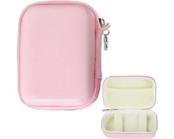 camera tas voor Sony/Canon/Panasonic/Ricoh/Casio compatibele hardcase Multifunctionele fotocamera tas Mini Retro opbergdoos met rits en mesh vak, roze, klassiek