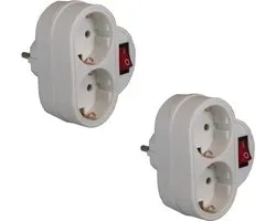 Emballage 2x séparateurs de prises doubles blanc - Avec sectionneur de terre et - Adaptateurs de prise Witte - Multiprises / Multiprises 2 prises