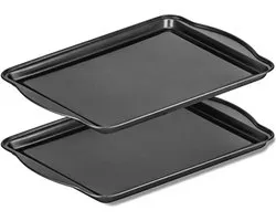 2 Pack Bakplaten 35 x 25,5 cm - Non-stick Jelly Roll Pan & Cookie Bakplaat voor Oven - Heavy Duty Bakvormen