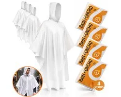 Twenty4seven® Regenponcho Set 4 Stuks - Poncho Wegwerp & Herbruikbaar - Fietsponcho Volwassenen - Regencape Transparant - Waterdicht tegen Regen
