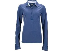 James and Nicholson Dames/dames Polo met lange mouwen (Marine / Wit)