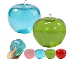 Squishy appel - 2 stuks - Slow Rising Squishy - Fidget Squishy - Zachte Stressverlichtend Speelgoed - Anti Stress Speelgoed - kristalgroene squishy appel - Knijp Speelgoed - Langzame Squishy - Fidget Toys - Stress Relief Speelgoed - blauw + groen