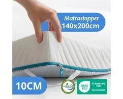 Ella Ergo Topper 140x200 cm - 10CM Dik Matras Topdekmatras - Matrastopper Gel Infused Traagschuim & Aircell-schuim - Medium Hardheid