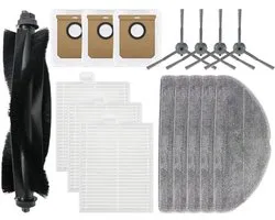 Pièces de Rechange - 15 Pièces - Convient pour Tapo RV30 Max Plus/RV20 Max Plus Robot Aspirateur - 1 Brosse Roulante, 4 Brosses Latérales, 3 Filtres HEPA, 3 Sacs à Poussière, 4 Lingettes de Nettoyage - Ensemble d'Accessoires
