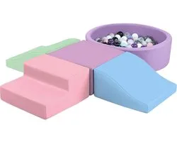 Swehouse 5-Piece Soft PU Leather Indoor Play Set, Soft Kids Play Equipment with Ball Pools (without Balls), Foam Climbing Toy for Kids Lilac