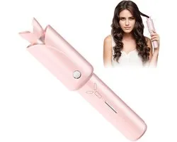 Automatic Cordless Curling Iron, 32mm Large Rotating Barrel Hair Curler，Intelligent Temperature Control, 360° Full Cover Anti-scalding, Suitable for Home, Travel, Ceramic Coating (Pink)