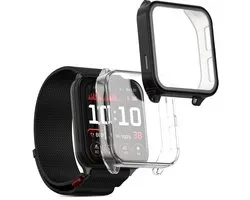 kwmobile 2x coque de smartwatch compatible avec Garmin Venu X1 - Housse en silicone pour montre de sport - Étui pour tracker d'activité en transparent / noir