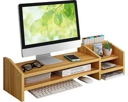 Fleau Home Monitor Verhoger met Lade - Laptop Standaard - Laptopverhoger - Bureau Organizer - Verhoging - Hout