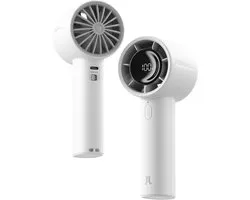 Jisulife Handventilator 10 S - Oplaadbare Mini Ventilator - 28 Uur Batterijduur - 5 Snelheden - LED Display - Draagbare Kleine Ventilator