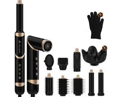 Wellshine Airstyler Nova 9 en 1 - Multistyler avec diffuseur - Sèche-cheveux & Coiffeur - Brosse soufflante, Brosse bouclante & Fer à boucler pour sécher et coiffer - Noir