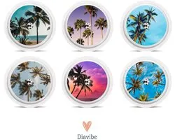 Freestyle Libre 2 Sensor Stickers Palmbomen - Freestyle Libre stickers - set van 6 - FSL - Diabetes accessoires - Diavibe