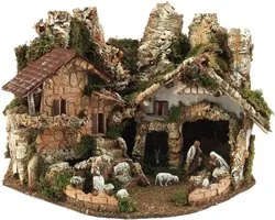 Rustiek Landschap Kerststal - Kersttafereel Huis - Kerstdagen Decoratie - Handgemaakt Decoratie - 57 x 41 x 41 cm - Multicoloured