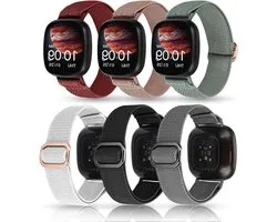 aceyoon 6 Piece Set Bands Compatible with Fitbit Versa 4 Strap/Fitbit Versa 3 Strap/Fitbit Versa 2/Fitbit Sense Bands for Women Men, Elastic Nylon Sport Replacement Strap for Versa 4/Versa 3