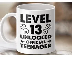 Mok Level 13 Unlocked, Officiële Tiener, Gaming Cadeau, Verjaardagscadeau, Grappige Mok, Gepersonaliseerde Mok voor Gamers