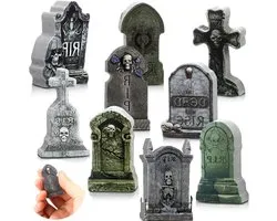 Kathfly 9 Stuks Halloween Miniatuur Grafstenen Mini Dorp Grafstenen Halloween Beeldjes Miniatuur Spookachtige Stad voor DIY Ambachten Outdoor Huis Tuin Decor