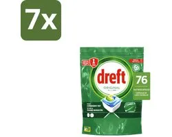 7 x Dreft – Vaatwascapsules – Original All-in-One – 76 Capsules - Vaatwassen - Vaatwascapsules - Reinigingscapsule - Vaatwasser - Vetoplossing