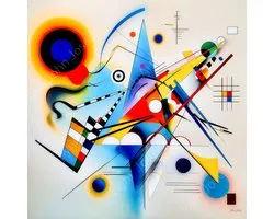 John Joseb Art (Aluminium) 60x60 | Abstract geometrisch in Kandinsky stijl, vierkant, kleurrijk, felle kleuren, kunst | rood, geel, blauw, grijs, bruin, modern | foto-schilderij op dibond, metaal wanddecoratie