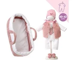 Ensemble de vêtements de poupée Llorens avec lit parapluie rose blanc pour poupée 40 - 42 cm