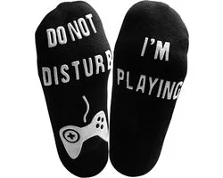 Gamers sokken Zwart - Grappige sokken met tekst 'Do not disturb. I'm playing.'