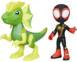 Marvel Spidey and His Amazing Friends - Dino-Webs Miles Morales en Electrosaurus - Actiefiguur - 10 cm