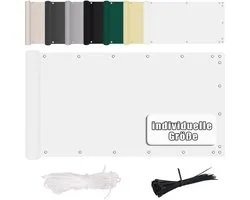 MENGH Inkijkbescherming 60x550cm, balkon inkijkbescherming windscherm, wind- en uv-bescherming, met oogjes, nylon kabelbinders en koord decoratie voor balkonleuningen, terras & tuin, wit