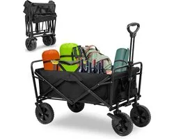 Bolderkar Bolderwagen Chariot de transport pliable pour enfants Chariots Chariot de jardin Poussette avec barre de poussée Chariot de transport pliable Bolder Wagon Chariot de plage Zwart