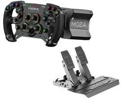 MOZA R12 V2 + GS V2P + SR-P2 Sim Racing Bundle – Direct Drive 12Nm Stuur, GT Racing Wheel en Load Cell Pedalen – PC