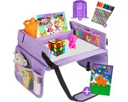 Travel table for children - Tablet holder - Car table organizer - Play table for kids - Drawing table - Purple - Coloring book reistafel voor kind