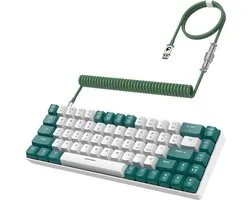 Intelectro Gaming Toetsenbord 60% - Compacte formaat - Anti-ghosting en USB C Zorgen voor Ultieme Snelheid - RGB Verlichting met 16,8 Miljoen Kleuren - Diverse Lichteffecten - USB C - Moderne Kabel - Groen/Wit - Levering sneller dan aangegeven!
