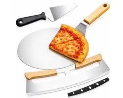 Set de 3 Pizza Montzys® - Pelle à pizza et coupe-pizza - Couteau à pizza et spatule - Convient au four et au BBQ