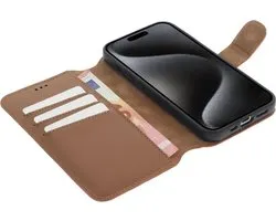 Minim 2-in-1 Apple iPhone 15 Pro Hoesje Book Case en Back Cover Bruin