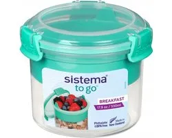 Sistema To Go ontbijtkom met compartiment Breakfast Minty Teal 530ml