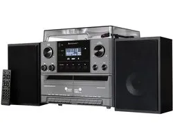 Soundmaster MCD5600SW - muziekcenter met platenspeler, bluetooth, CD, dubbel Cassette deck, encoding USB en DAB+, zwart