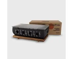Konro Grill - Aluminium - Met Houten Onderstel - 36x18x13 cm