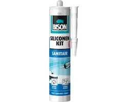 Bison Siliconenkit wit koker 300 ml - waterbestendige kit, sanitaire afdichting, ongevoelig voor schimmel, kleurvast, blijvend elastisch, makkelijk te verwerken