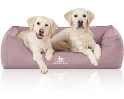 Knuffelwuff orthopedisch waterafstotend hondenbed Leon van velours met handgeweven karakter oversized XXXL 155 x 105cm roze