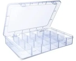 G4GADGET Opbergdoos van doorzichtig plastic, 18 rasters, stapelbare organizer voor kralen, sieraden - ShopVlot