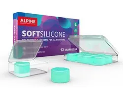 Bouchons d'oreille en silicone moulables Alpine SoftSilicone - Bouchons d'oreille insonorisants pour dormir, nager et se concentrer - Solution de ronflement confortable - Atténuation de 28 dB - Paquet de 12 bouchons d'oreille en silicone