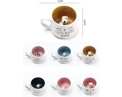 3D Animal Cup 300ml Ceramic Funny Tea Cups - Cartoon Handmade Figure Cute Tea Coffee Cup Gift for Kids Girls Wife Grandma Dog