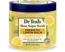 Dr Teal's Shea Sugar Body Scrub with Prebiotic Lemon Balm and Essential Oils - Sinaasappelolie en Avocado-olie - 538g