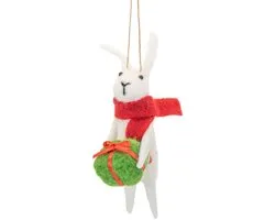 Haas met cadeautje vilten kersthanger - Sass & Belle