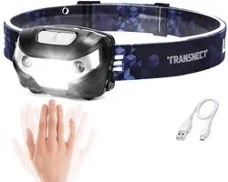 Transnect - Hoofdlamp LED Oplaadbaar - met Bewegingsdetectie - Inclusief Batterij - Waterdicht - voor Camping, Wandelen met Hond, Noodgeval