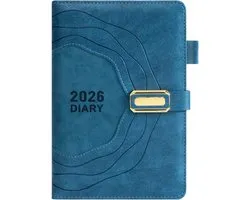 Planner avec couverture en cuir PU premium - planner pour 2026 - Life Planner - Planner - Journal - Organizer - Planner quotidien A5 - Planner hebdomadaire - Planner d'objectifs - bleu
